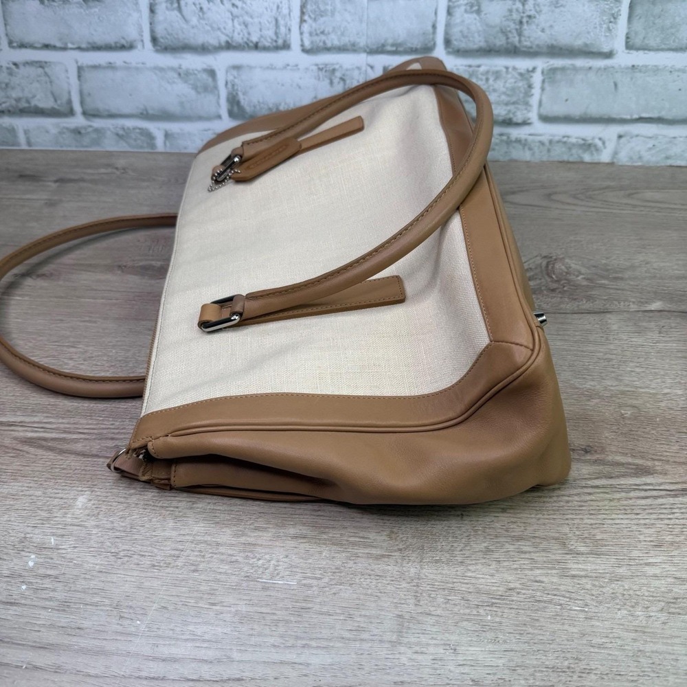 Vintage Coach Bonnies Legacy Linen Canvas Satchel Bag Camel 9435 - Picture 4 of 12